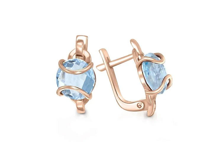 Серьги из красного золота с 2 топазами sky