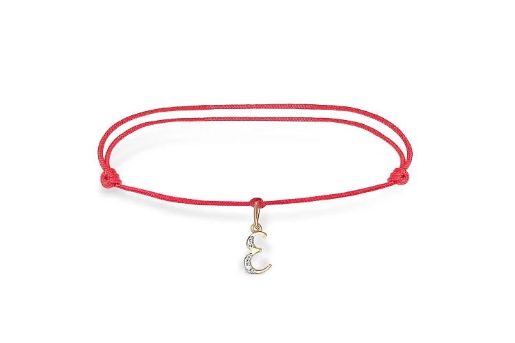 Браслет Буква из красного золота с 3 фианитами