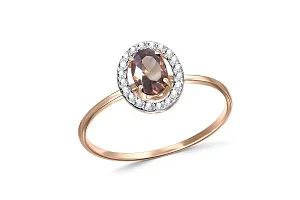 Кольцо из красного золота с 21 фианитами