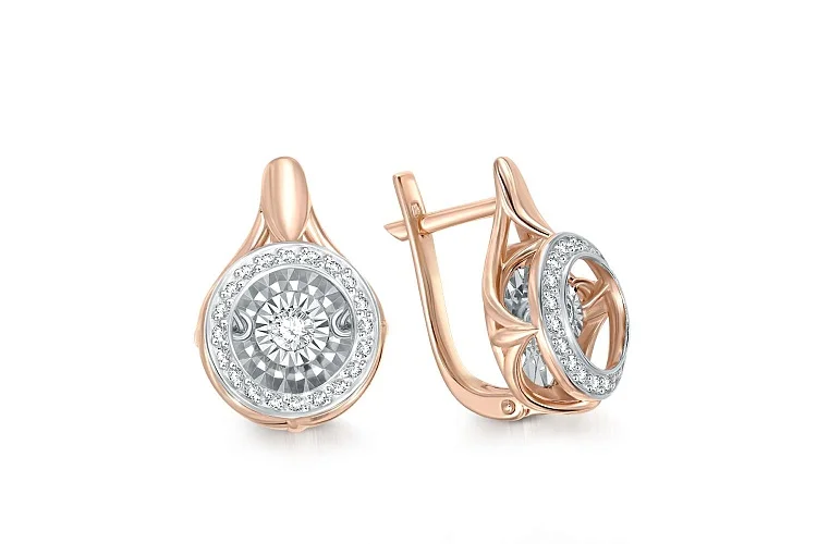 Серьги из красного золота с 42 бриллиантами