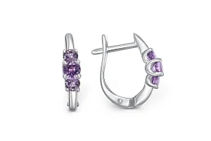 Серьги из белого золота с 6 аметистами