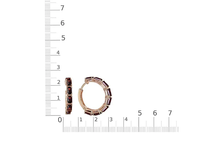 Серьги из красного золота с 16 гранатами