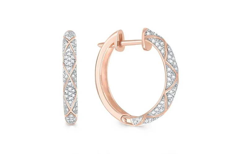 Серьги из красного золота с 132 фианитами