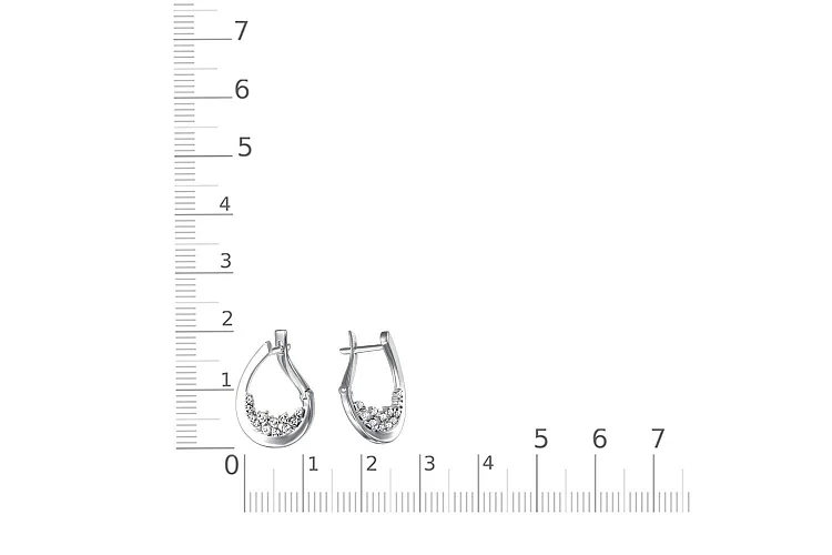 Серьги из белого золота с 8 бриллиантами и 16 фианитами