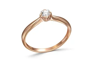 Кольцо из красного золота с фианитом