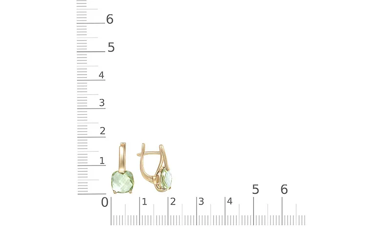Серьги из жёлтого золота с 2 аметистами