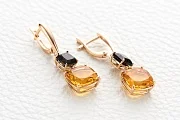 Серьги из красного золота с 2 цитринами и 2 раухтопазами