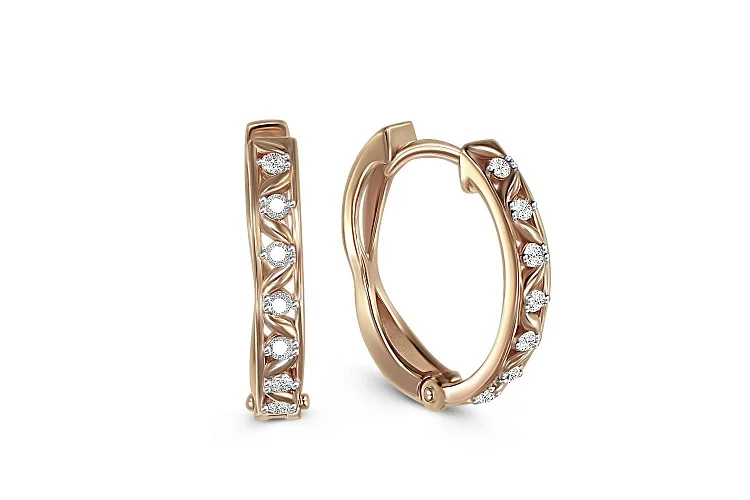 Серьги Дорожки из красного золота с 14 фианитами