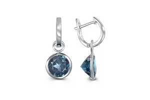 Серьги-трансформеры из белого золота с 2 топазами лондон