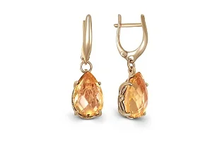 Серьги из красного золота с 2 цитринами