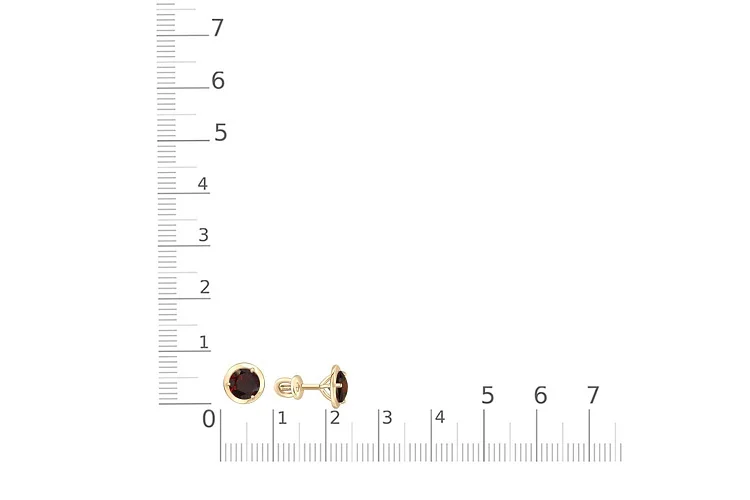 Серьги-пусеты из жёлтого золота с 2 гранатами