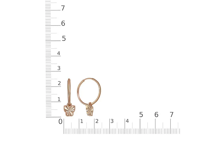 Серьги Бабочки из красного золота без вставок