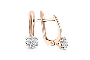 Серьги Малинки из красного золота с 18 бриллиантами