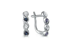 Серьги из белого золота с 4 сапфирами и 4 бриллиантами