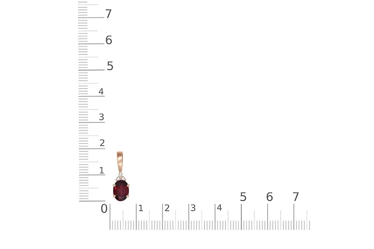 Подвеска из красного золота с гранатом и 3 фианитами