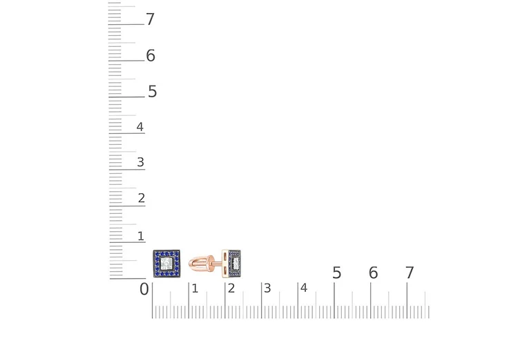 Серьги-пусеты Квадраты из красного золота с 34 фианитами