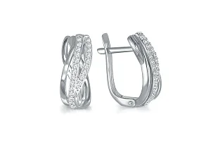 Серьги из белого золота с 48 фианитами