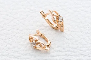 Серьги из красного золота с 2 бриллиантами