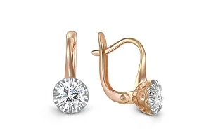 Серьги из красного золота с 2 фианитами