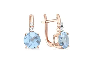 Серьги из красного золота с 2 топазами sky и 4 фианитами