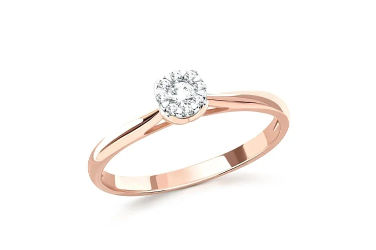 Кольцо Малинка из красного золота с 9 бриллиантами