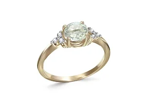 Кольцо из жёлтого золота с аметистом и 6 фианитами