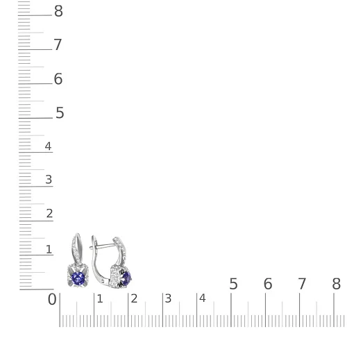 Серьги из белого золота с 2 корундами и 86 бриллиантами