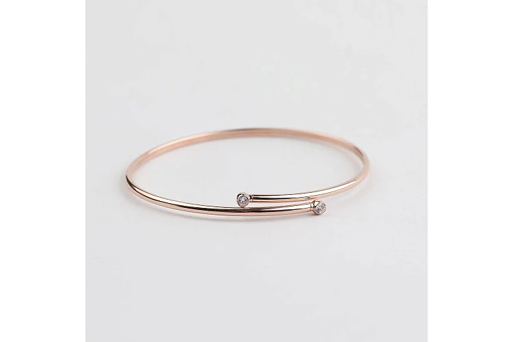 Браслет из красного золота с 2 фианитами