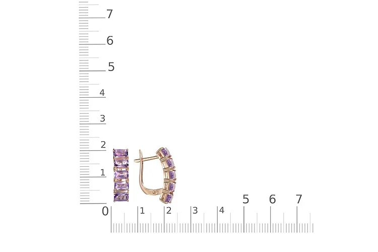 Серьги из красного золота с 10 аметистами