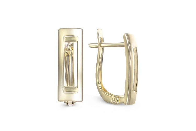 Серьги Прямоугольники из жёлтого золота без вставок