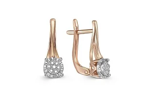 Серьги Малинки из красного золота с 14 бриллиантами