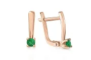 Серьги из красного золота с 2 изумрудами