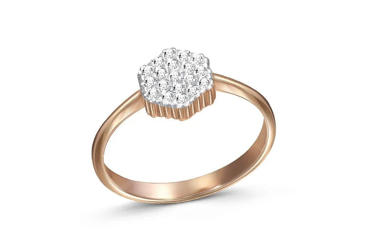 Кольцо из красного золота с 19 бриллиантами