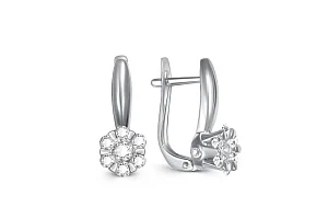 Серьги Малинки из белого золота с 18 бриллиантами