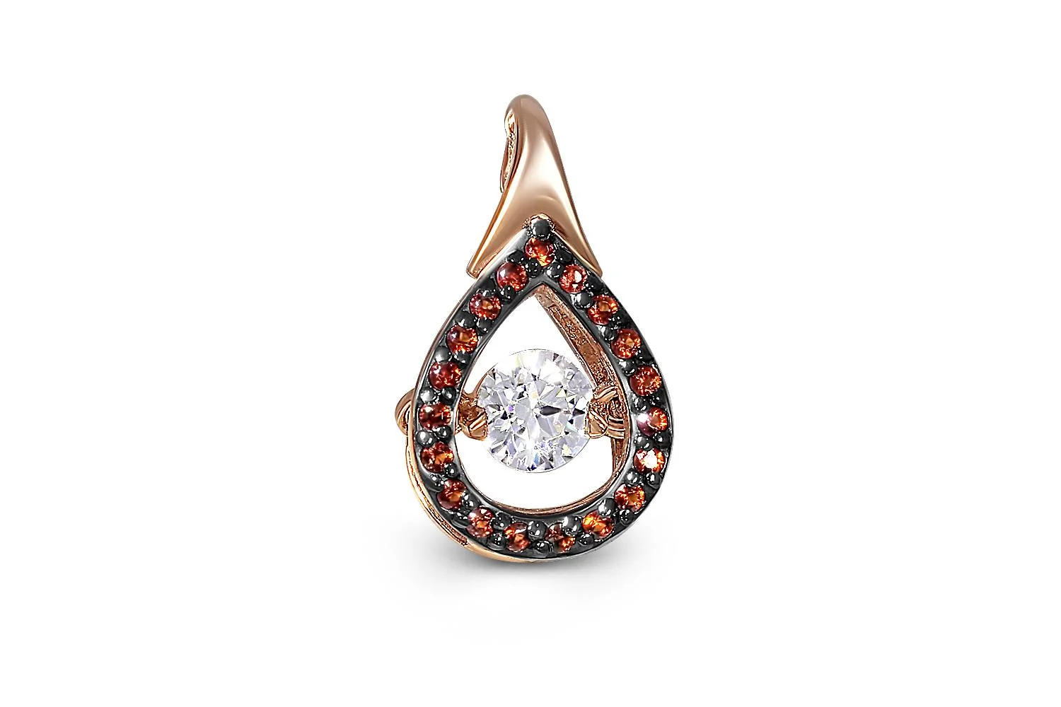 Подвеска из красного золота с кристаллом swarovski и 19 фианитами