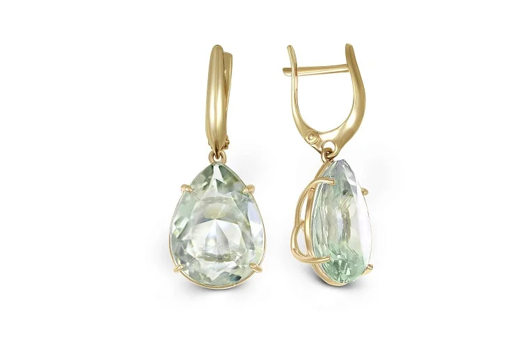 Серьги из жёлтого золота с 2 аметистами