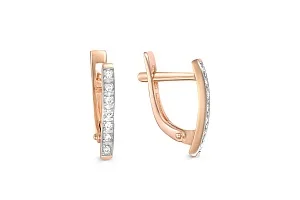 Серьги Дорожки из красного золота с 14 бриллиантами