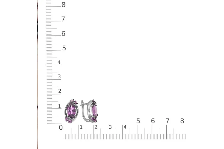Серьги из белого золота с 10 аметистами