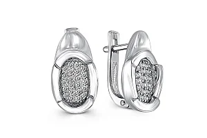 Серьги из белого золота с 44 фианитами