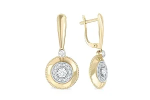 Серьги из жёлтого золота с 24 фианитами