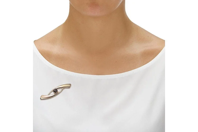 Брошь из жёлтого золота с раухтопазом