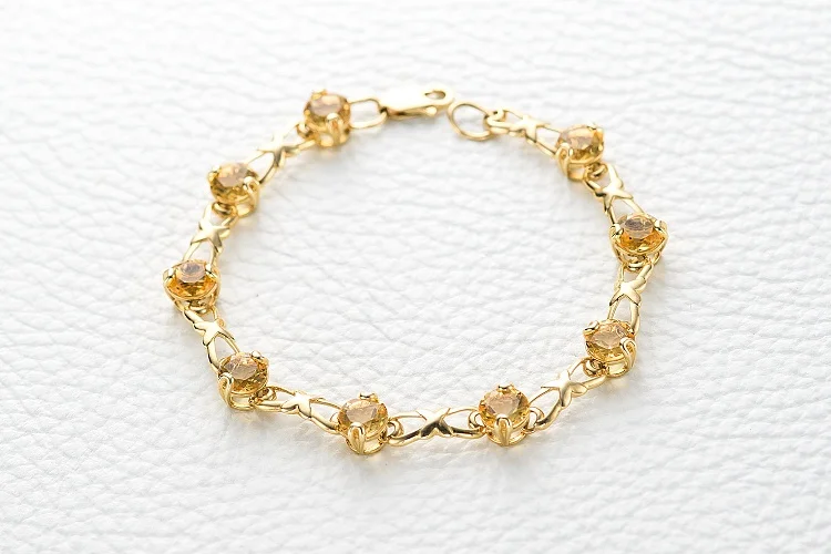 Браслет Дорожка из жёлтого золота с 10 цитринами