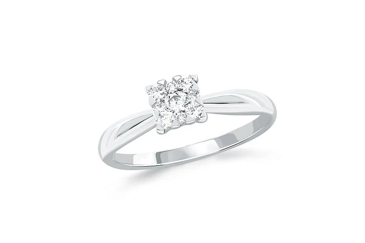 Кольцо из белого золота с 9 бриллиантами