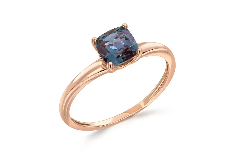 Кольцо из красного золота с александритом