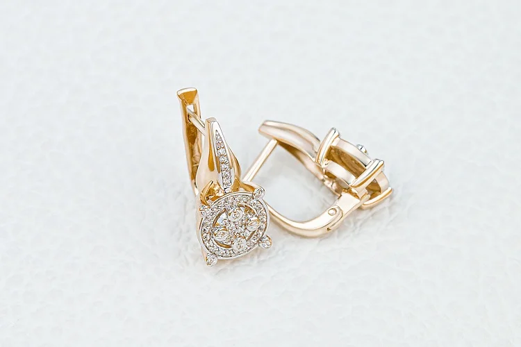 Серьги из жёлтого золота с 86 фианитами