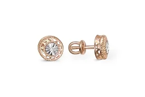 Серьги-пусеты из красного золота с 2 бриллиантами