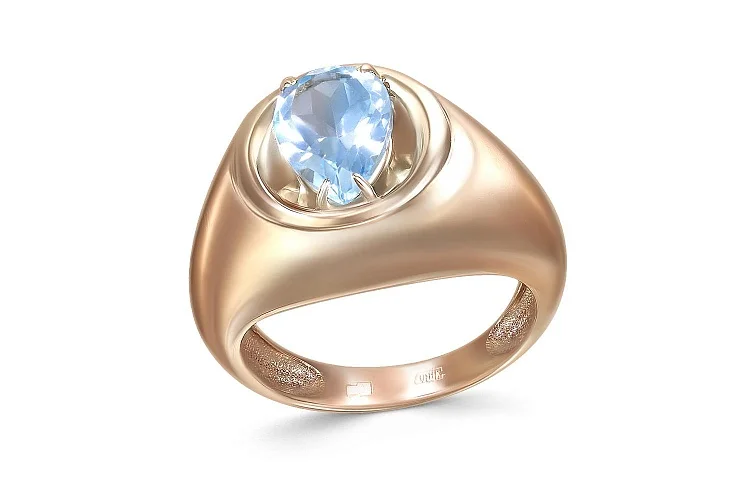 Кольцо из красного золота с топазом sky