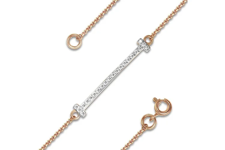 Браслет Дорожка из красного золота с 22 бриллиантами