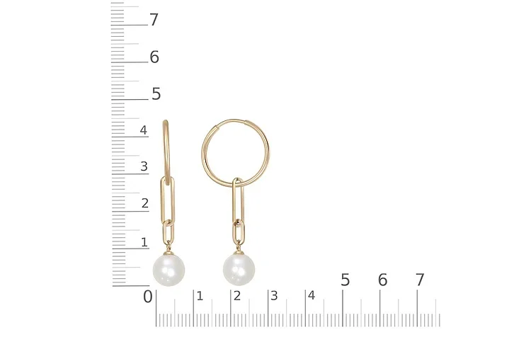 Серьги из жёлтого золота с 2 жемчужинами