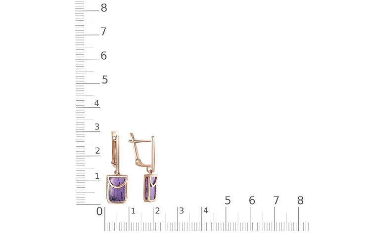 Серьги из красного золота с 2 чароитами